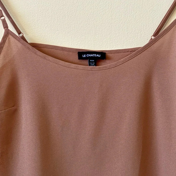 Le Chateau| Classic Tan Silky Sheer Flowy Women’s Camisole  Tank Top Sz M - Picture 1 of 4